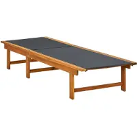 The Living Store Ligbed Acaciahout - 200x66x34 cm - Verstelbare Rugleuning - Zwart