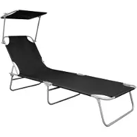 The Living Store ligbed - Verstelbare rugleuning en luifel - 188.5 x 57.5 x 27 cm - 120 kg draagvermogen