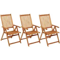 The Living Store De Living Store klapstoelen voor de tuin, 3 stuks, met kussens, gemaakt van massief acaciahout