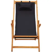 The Living Store Strandstoel - Hout - Inklapbaar - Verstelbaar - Zwart - 60 x (112 / 119 / 127) x (81 / 88.5 / 95) cm -