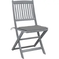 The Living Store Stoelenset - Acaciahout - Greywash - 48.5 x 57 x 91 cm - Inklapbaar - Met kussens