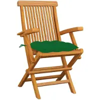The Living Store De Living Store tuinstoelen met groene kussens, 6 stuks. Gemaakt van massief teakhout