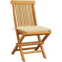 The Living Store Inklapbare Tuinstoelen - Teakhout - Set van 2 + kussens - Crèmewit - 47 x 60 x 89 cm