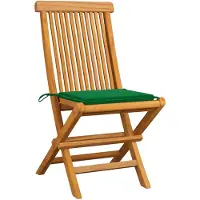The Living Store Inklapbare Tuinstoelen - Teakhout - Groen Kussen - 47 x 60 x 89 cm - Set van 2