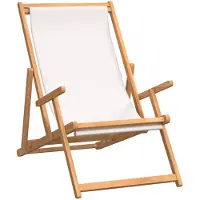 The Living Store De Living Store strandstoel, inklapbaar, massief hout, teak, crème kleur
