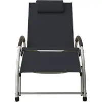 The Living Store Loungebed Tuin - Zwart/Zilver - (173 - 152) x 66 x (40 - 81) cm - Verstelbaar