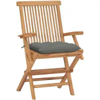 The Living Store Living Store tuinstoelen met grijze kussens, 4 stuks. Gemaakt van massief teakhout