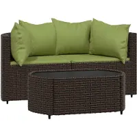 The Living Store Loungeset - Bruin PE-rattan - Inclusief kussens - Modulair ontwerp