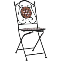 The Living Store Mozaïekstoelen - Tuinmeubilair - 52 x 37 x 87 cm - Bruin/Zwart/Crème - Sterk gepoedercoat ijzer -