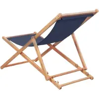 The Living Store Strandstoel - Hout - Verstelbaar - Blauw - 60x98.5/100/106cm - Eucalyptushouten frame - Waterdichte
