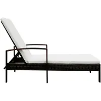 The Living Store Ligbed - PE rattan - 195 x 68 x 52 cm - Verstelbare rugleuning