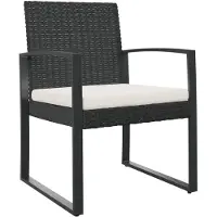 The Living Store Eetkamerstoel Rattan-look - 54.5x57x77.5 cm - zwart/antraciet