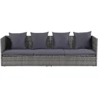 The Living Store - Poly Rattan Tuinbed - Ligbed - 200 x 60 x 58 cm - Grijs - Verstelbaar