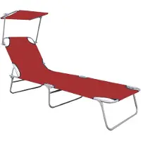 The Living Store Living Store Klapstoel met zonnescherm, rood, aluminium