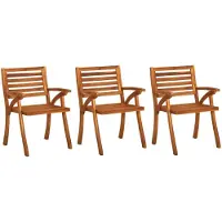 The Living Store Eetkamerstoelen Acacia - 59 x 59 x 87 cm - Groene kussens