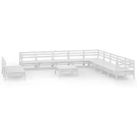 The Living Store Living Store loungeset voor de tuin, 12-delig, massief grenenhout, wit