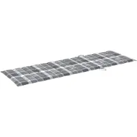 The Living Store Ligbed - Acaciahout - Verstelbaar - Met wielen - Inclusief kussen - Grijs - 200 x 68 x 30/86cm