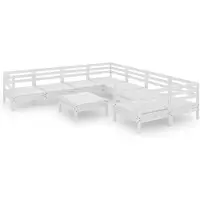 The Living Store Living Store loungeset voor de tuin, 9-delig, wit, massief hout, grenen