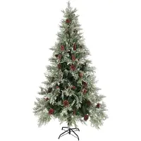 The Living Store Kerstboom - LED - 225 cm - Groen/Wit