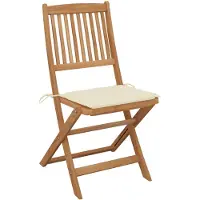 The Living Store Inklapbare Stoelen - Massief Acaciahout - Buiten - 48.5 x 57 x 91 cm - Crème Kussen