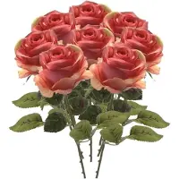 Emerald Kunstbloem roos Simone - 8x - roze - 45 cm - decoratie bloemen