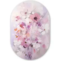 MuchoWow Muurovaal 60x90 cm - Ovale wanddecoratie Bloemen - Lila - Watercolor - Kunst - Ovalen schilderij - Muurdecoratie woonkamer - Kamer decoratie - Schilderijen - Wandcirkel