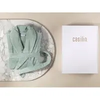 Casilin - Badjas Cadeau voor Hem en Haar in Luxe Geschenkdoos - Voor dames en heren - Maat XS - Fleece & Katoen - Absorberend - Groen