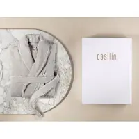 Casilin - Badjas Cadeau voor Hem en Haar in Luxe Geschenkdoos - Voor dames en heren - Maat XL - Fleece & Katoen - Absorberend - Lichtgrijs