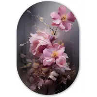 MuchoWow Muurovaal 60x90 cm - Ovale wanddecoratie Bloemen - Roze - Stilleven - Kunst - Ovalen schilderij - Muurdecoratie woonkamer - Kamer decoratie - Schilderijen - Wandcirkel