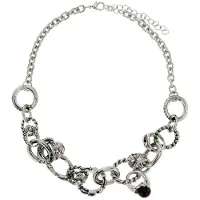 Behave - Zilverkleurige ketting met paarse stenen - 38 cm + verlengkettinkje