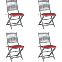 vidaXL Set van 4 klapstoelen met kussens, gemaakt van massief acaciahout.