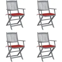 vidaXL Tuinstoelen 4 st inklapbaar met kussens massief acaciahout