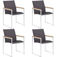 vidaXL Tuinstoelen 4 st textileen en roestvrij staal grijs