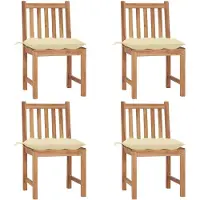 vidaXL Tuinstoelen 4 st met kussens massief teakhout
