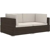 vidaXL Hoekbanken 2 st met kussens poly rattan bruin