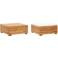 vidaXL Tuintafel en voetensteun met kussen massief acaciahout