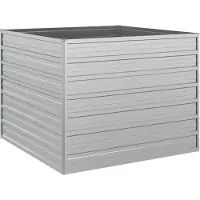 vidaXL Plantenbak verhoogd 100x100x77 cm gegalvaniseerd staal zilver
