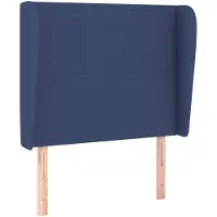 vidaXL Hoofdbord met randen 93x23x118/128 cm stof blauw