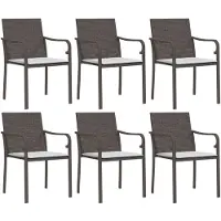 vidaXL Tuinstoelen 6 st met kussens 56x59x84 cm poly rattan bruin