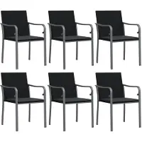 vidaXL Tuinstoelen 6 st met kussens 56x59x84 cm poly rattan zwart
