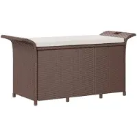 vidaXL Tuinbank met kussen 116x46x57 cm poly rattan bruin