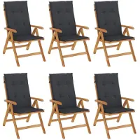 vidaXL Tuinstoelen 6 st verstelbaar met kussens massief teakhout