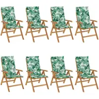 vidaXL Tuinstoelen 8 st verstelbaar met kussens massief teakhout