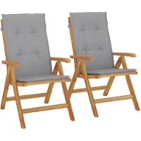 vidaXL Tuinstoelen 2 st verstelbaar met kussens massief teakhout