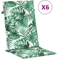 vidaXL Stoelkussens 6 st hoge rug bladpatroon stof