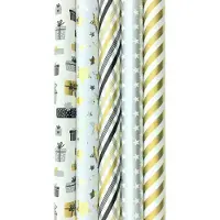 Benza TOUCH OF GOLD 3 cadeaupapier - Kerstpapier inpakpapier voor Kerst - 3 meter x 70 cm - 5 rollen