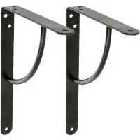 AMIG Plankdrager/planksteun van metaal - 2x - gelakt zwart - H250 x B200 mm - Tot 90 kg - Plankdragers