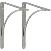 AMIG Plankdrager/planksteun van metaal - 2x - gelakt zilvergrijs - H150 x B125 mm - Tot 105 kg - Plankdragers