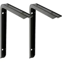 AMIG Plankdrager/planksteun - 2x - aluminium - gelakt zwart - H200 x B150 mm - max gewicht 60 kg - Plankdragers