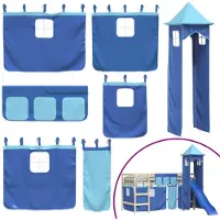 vidaXL Gordijnen voor hoogslaper met toren polyester blauw